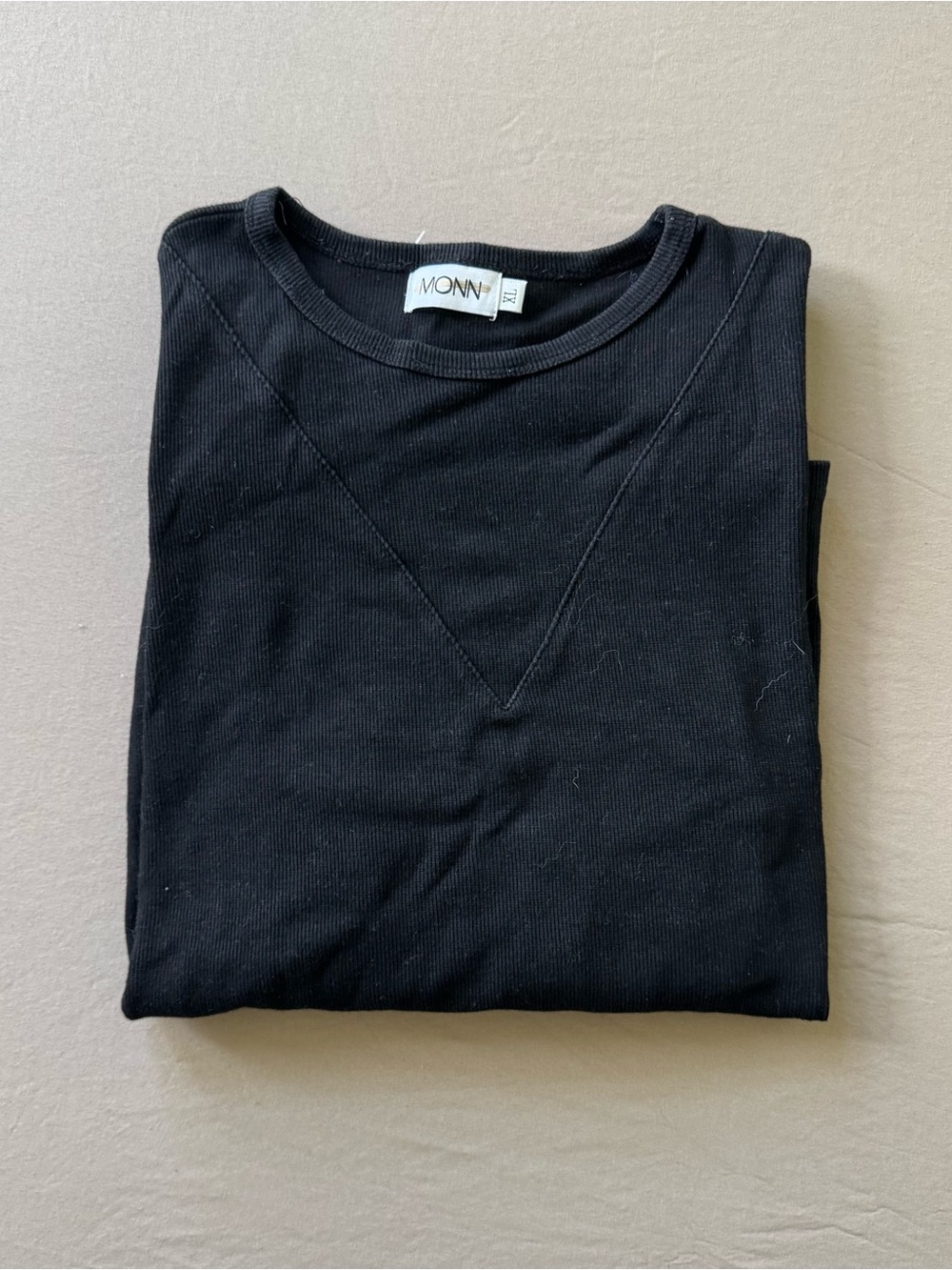 MONN crew neck rib knit top